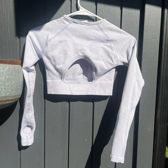 AYBL crop long sleeve lavender open back shirt size xs - Picture 5 of 5